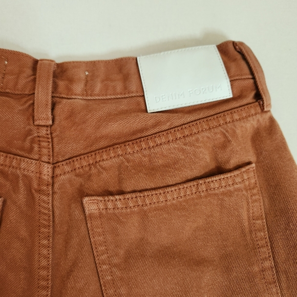 Denim Forum The Ex-Boyfriend Short frayed hem button fly rust brown 24 jean - Picture 6 of 13